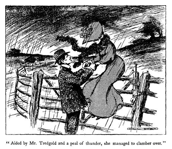'aided by Mr. Tredgold and a Peal of Thunder, She Managed
To Clamber Over.'
