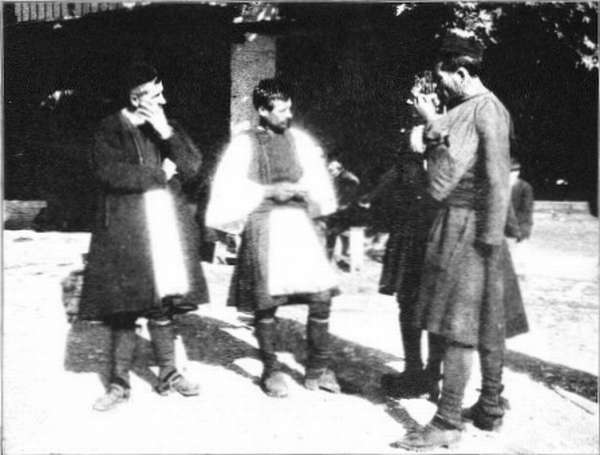 THE HEAD MEN OF LJASKOVIKI, ALBANIA, WAITING TO BID MAJOR AND MRS. POWELL FAREWELL