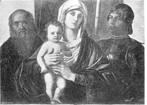 FIG. 35.—GIOVANNI BELLINI. MADONNA OF SS. GEORGE AND
PAUL. VENICE ACAD.