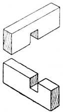 Fig. 40.—Cross
    Halving Joint Edgeways.