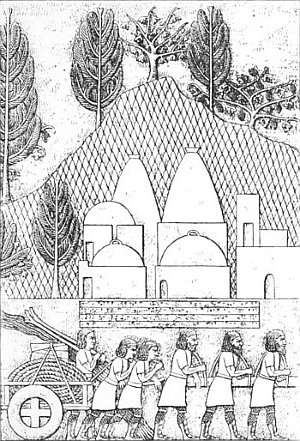 Fig. 43.—View of a group of buildings; Kouyundjik; from
Layard.