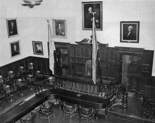 The old court room prior to restoration. Photo by Lee
Hubbard, 1966.