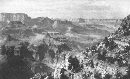 The Grand Canyon of the Colorado shows on a magnificent
scale the work of water in cutting away rock walls