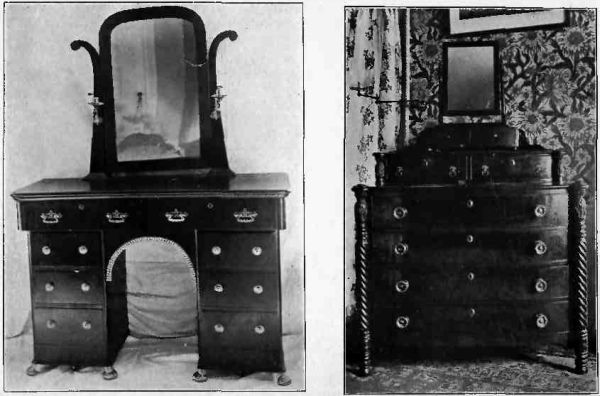 Plate XXXIII.—Dressing Table with Brass feet; Bureau and Dressing Glass.