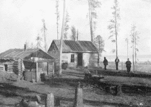 a. Trader's store at the village of the Pillagers, Cass Lake in the distance on the right.
November 26, 1899