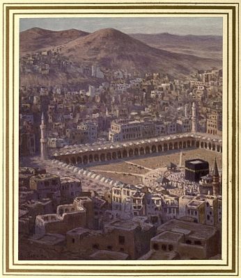 Illustration: Bird's-eye View of Makkah, the Most Sacred City, as
 seen from the Jabal Abi-Qubais.