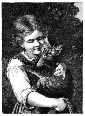 Girl holding cat