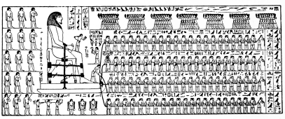 Fig. 7.—Transport of a Colossus. Egyptian
Wall-painting.