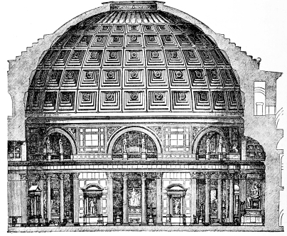 Fig. 276.—Section of the Pantheon. Restoration by
Adler.