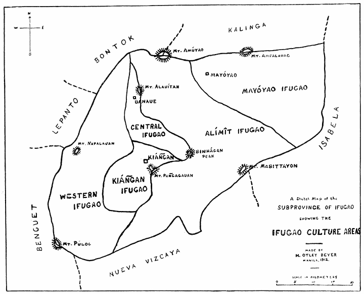 Sketch map of the subprovince of Ifugao, showing its location, boundaries, and division into culture areas.