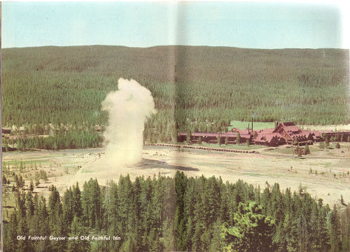 Old Faithful Geyser and Old Faithful Inn