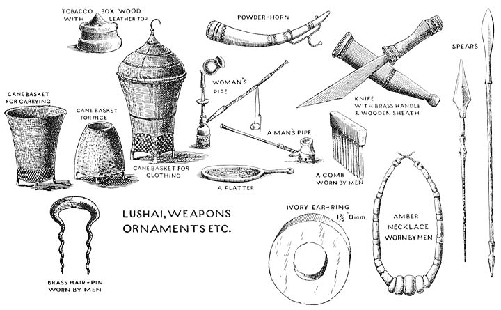 LUSHAI, WEAPONS, ORNAMENTS ETC.