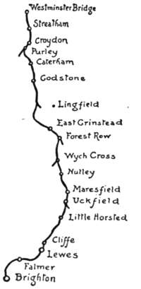 Map—Westminster Bridge to Brighton