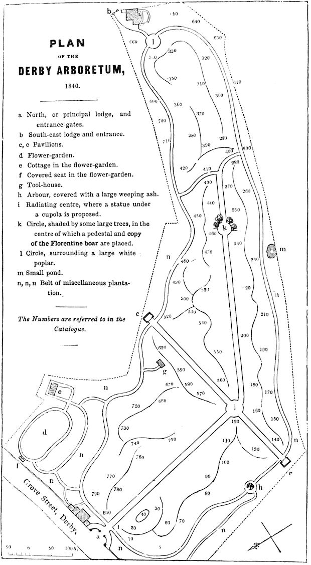 PLAN OF THE DERBY ARBORETUM, 1840.