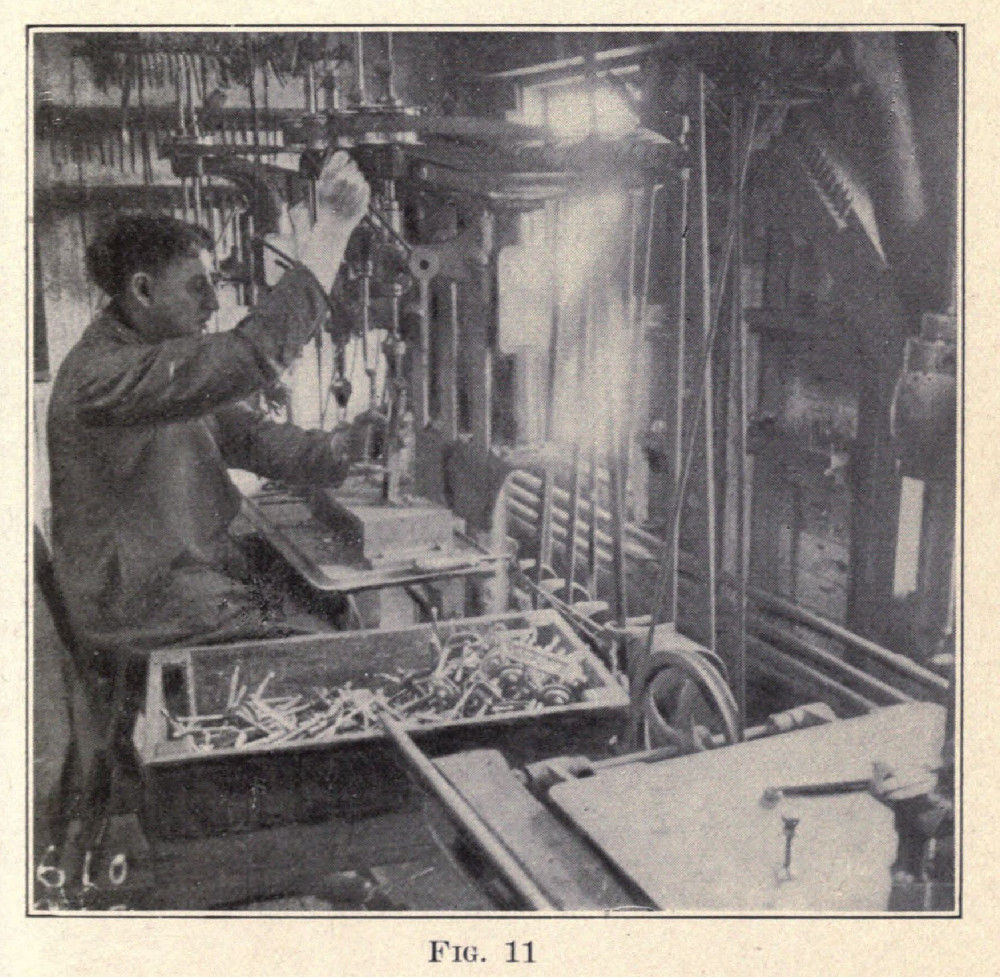 Fig 11 - Worker at standing height operating drill press