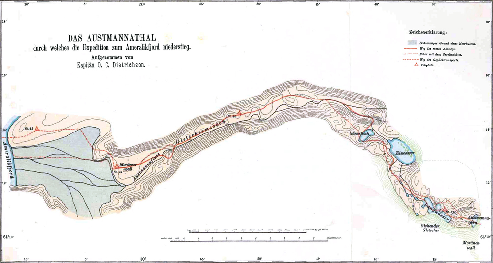 Das Austmannsthal, durch
  welches die Expedition zum Ameralikfjord niederstieg