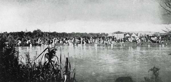 FORDS OF JORDAN. PILGRIMS BATHING