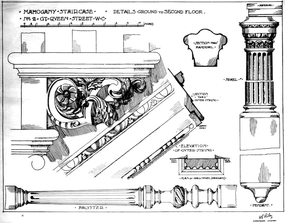 MAHOGANY STAIRCASE N<sup>O</sup>. 2 G<sup>T</sup>. QUEEN STREET W.C.